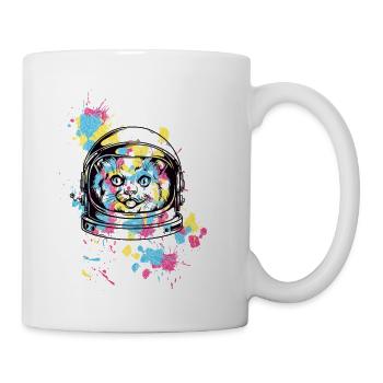 Astronaut Cat Neon Splash - Coffee/Tea Mug - white - Right