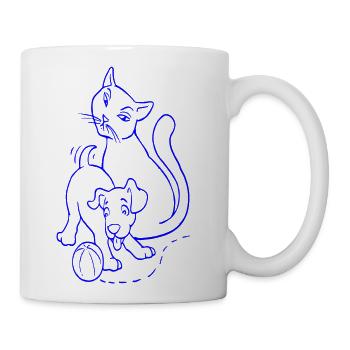 Cat And Dog Blue - Coffee/Tea Mug - white - Right