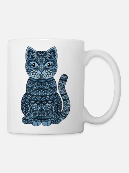 blue cat2 - Coffee/Tea Mug - white