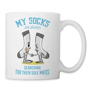 Funny Lost Socks Laundry Pun - Coffee/Tea Mug - white - Right