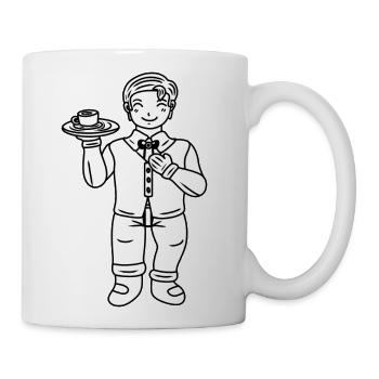 Kawaii Chibi Waiter - Coffee/Tea Mug - white - Right