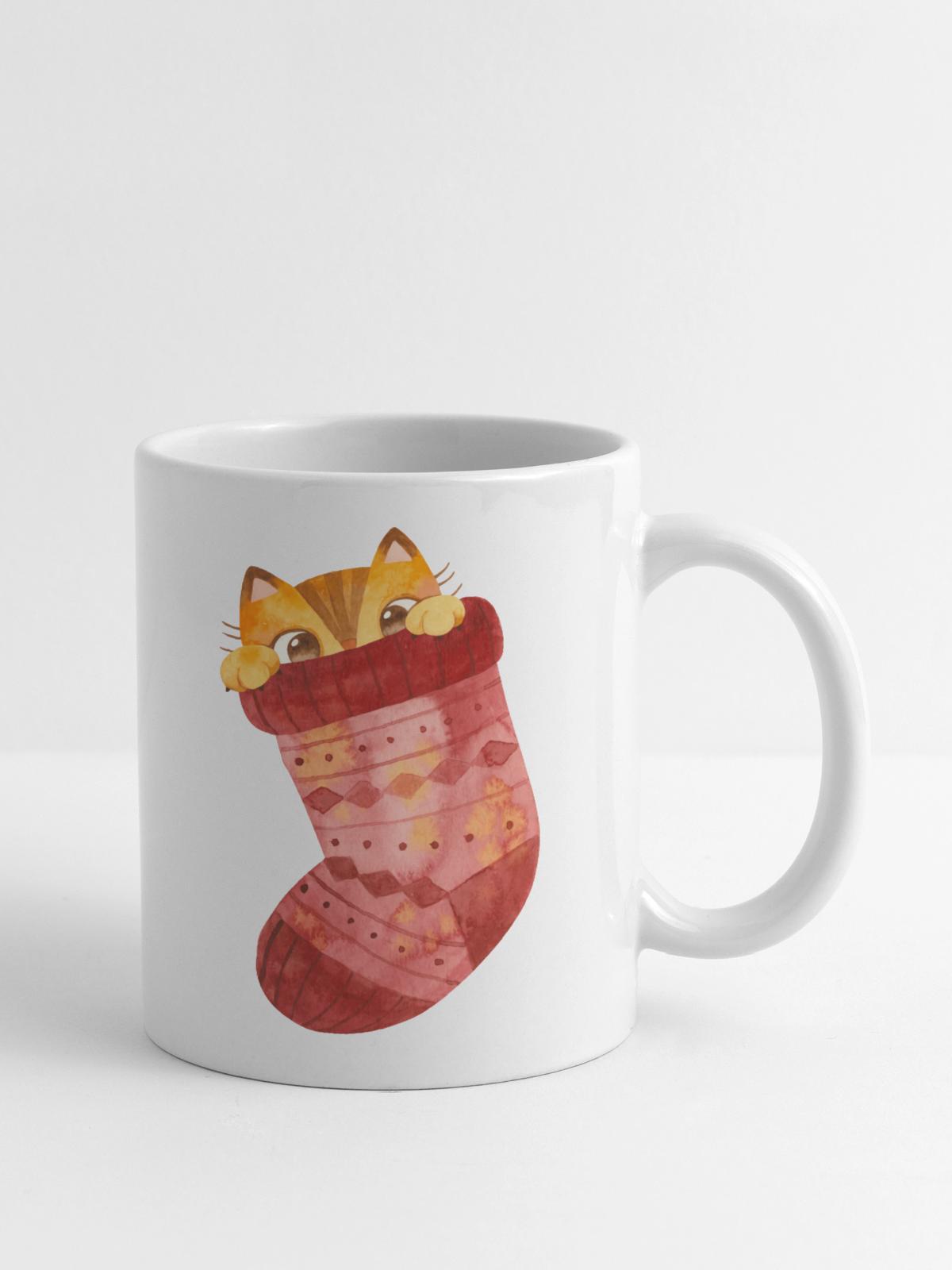 Cute Cat Socks - Coffee/Tea Mug - white - Right