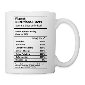 Planet Earth Nutritional Facts - Coffee/Tea Mug - white - Right
