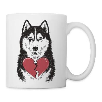 Husky Crying Broken Heart - Coffee/Tea Mug - white - Right