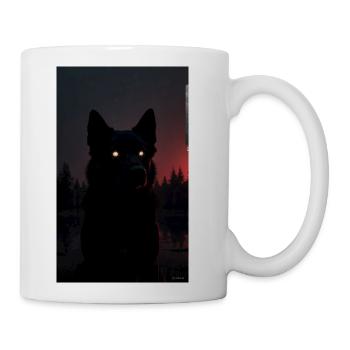 Mysterious Black Wolf at Night - Coffee/Tea Mug - white - Right