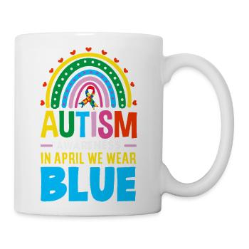 Autism Awareness Wear Blue Puzzle Piece Ribbon - Coffee/Tea Mug - white - Right