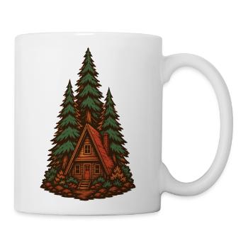Cozy Cabin Amid Pines at Dusk - Coffee/Tea Mug - white - Right