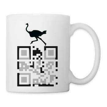 Ostrich on QR Code Monochrome - Coffee/Tea Mug - white - Right