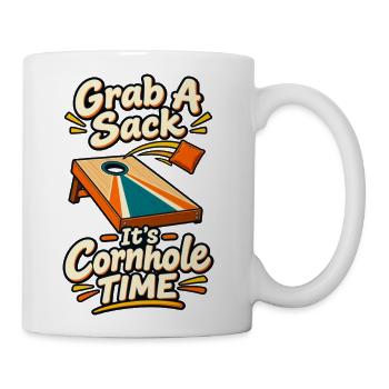 Cornhole Time Slogan Art - Coffee/Tea Mug - white - Right