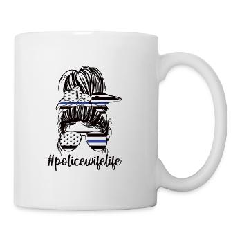 Police Wife Blue Line Cop Wife Police Officer Wife - Coffee/Tea Mug - white - Right
