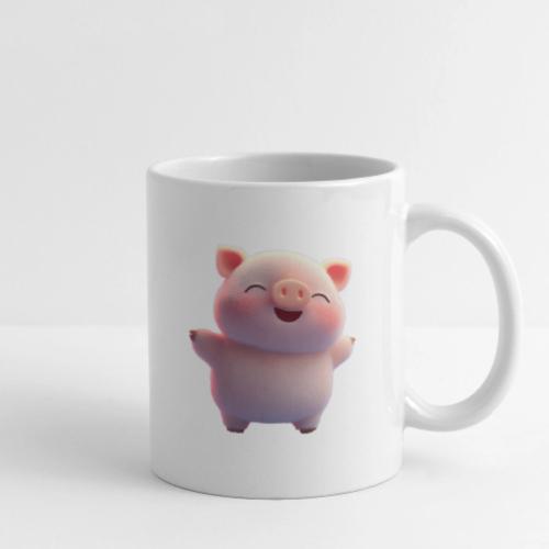 Cute Cartoon Baby Pig Standing Arms Up - Coffee/Tea Mug