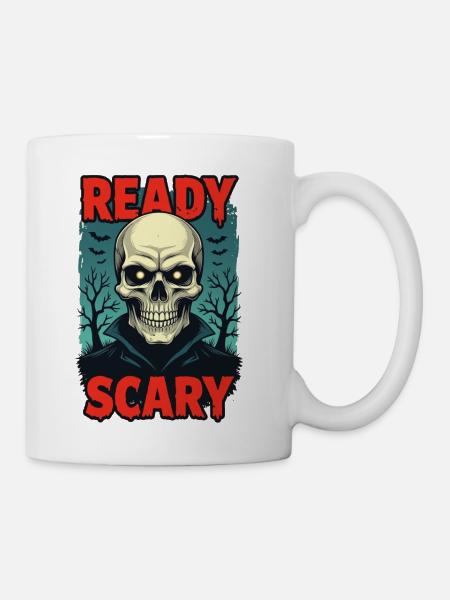 Ready Scary Skull Graphic - Coffee/Tea Mug - white