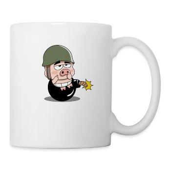 Funny military tank Soldier pig piggy combat gift - Coffee/Tea Mug - white - Right
