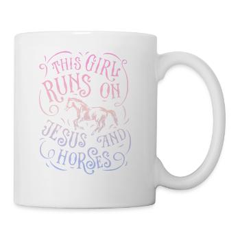 This Girl Runs On Jesus And Horses Horse Riding - Coffee/Tea Mug - white - Right