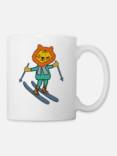 Liger skiing with fancy scarf - Coffee/Tea Mug - white