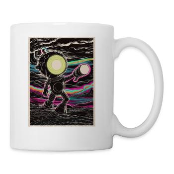 Mad Robot with Flashlight Hand - Coffee/Tea Mug - white - Right