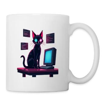 Cat.exe Has Crashed – Glitch Kitty - Coffee/Tea Mug - white - Right