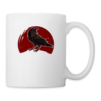 raven, raven skull, aesthetic - Coffee/Tea Mug - white - Right