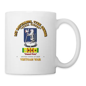Army 1st Bn 77th Armor w 8 VN Campaign Stars - Coffee/Tea Mug - white - Right