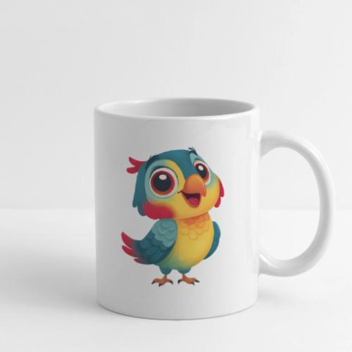 Bright Cartoon Parrot with Joyful Expression - Coffee/Tea Mug