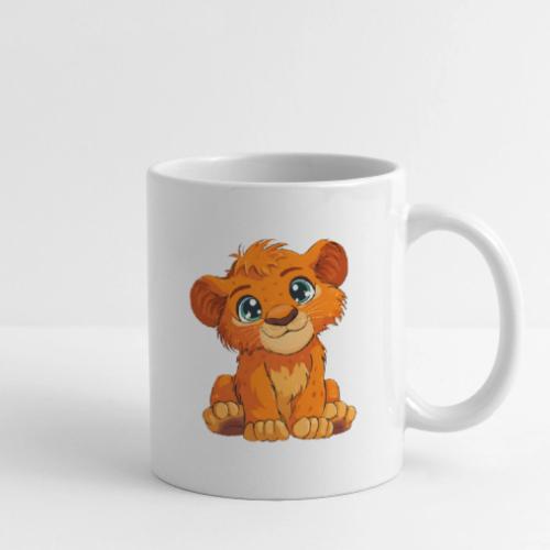 Sweet Cartoon Lion Cub with Big Innocent Eyes - Coffee/Tea Mug