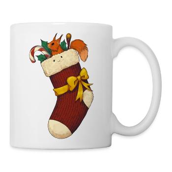 Squirrel In Santa s Christmas Sock - Coffee/Tea Mug - white - Right