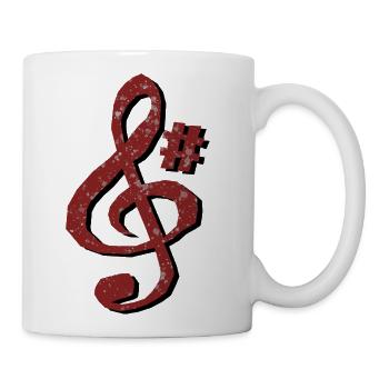 Red Speckled Treble Clef Hashtag - Coffee/Tea Mug - white - Right