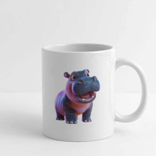 Smiling Cartoon Baby Hippo Standing - Coffee/Tea Mug