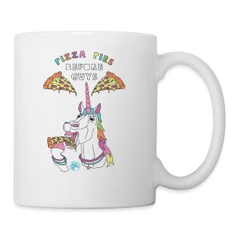 Pizza Pies Before Guys Unicorn Outline - Coffee/Tea Mug - white - Right