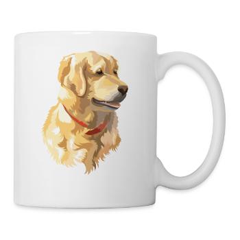Funny Golden Retriever Dog Watercolor Painting - Coffee/Tea Mug - white - Right