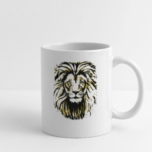 Yellow Lion Head Portrait Drawing - Lion Face - Coffee/Tea Mug