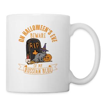 Russian Blue Halloween Cat - Coffee/Tea Mug - white - Right