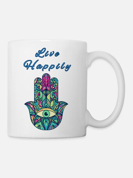 Life Happily Hamsa - Coffee/Tea Mug - white