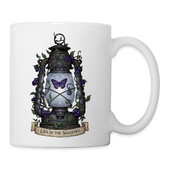 Gothic Lantern Butterfly Art – Lies in the Shadows - Coffee/Tea Mug - white - Right