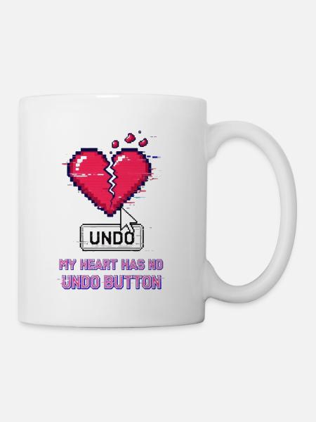 Pixel Heart Undo Button - Coffee/Tea Mug - white