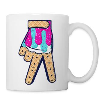 Ice Cream Drip Waffle Hand - Coffee/Tea Mug - white - Right