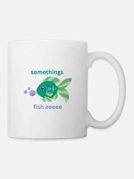 Playful Teal Fish Bubbles - Coffee/Tea Mug - white