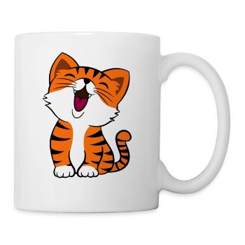 New T-Shirt with a Print of a Cute Cat - Coffee/Tea Mug - white - Right