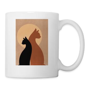 comfy elegant cat design shirt,cat and her shadow - Coffee/Tea Mug - white - Right