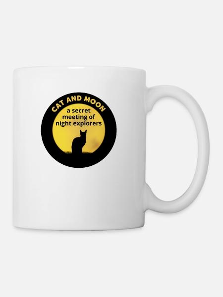Full Moon and Cat - Coffee/Tea Mug - white