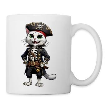 Pirate Skeleton Cat - Coffee/Tea Mug - white - Right