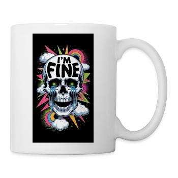 I’m Fine Skull Neon Pop Art - Coffee/Tea Mug - white - Right