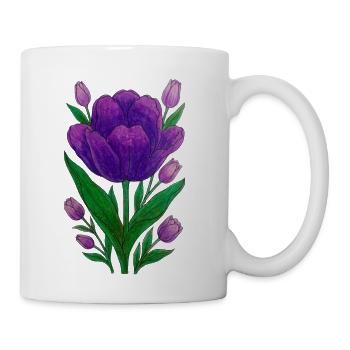 Purple Tulip Design - Mixed Media Printable Art - Coffee/Tea Mug - white - Right