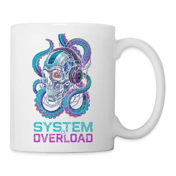 Cyberpunk Skull System Overload Techno Rave - Coffee/Tea Mug - white - Right