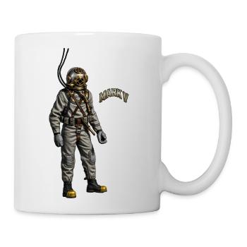 Vintage Diver Wearing a Mark V Diving Helmet URM - Coffee/Tea Mug - white - Right