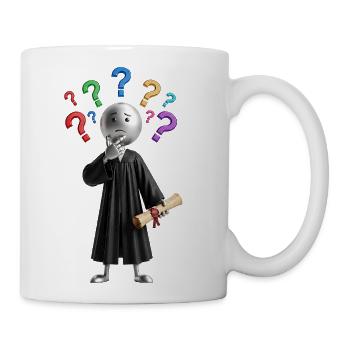 Thoughtful Grad with Question Marks - Coffee/Tea Mug - white - Right