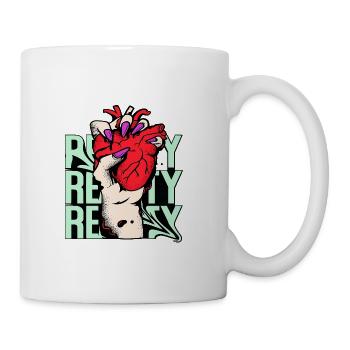 Fist Gripping Heart Pop Graffiti - Coffee/Tea Mug - white - Right