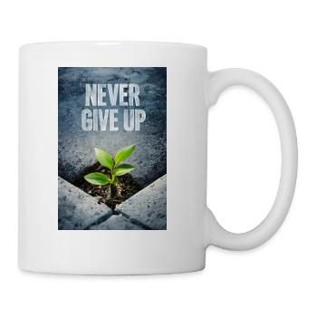 NEVER GIVE UP - Coffee/Tea Mug - white - Right