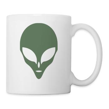 Alien Silhouette Head Face - Coffee/Tea Mug - white - Right