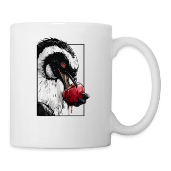 A rabid penguin biting an apple - Coffee/Tea Mug - white - Right